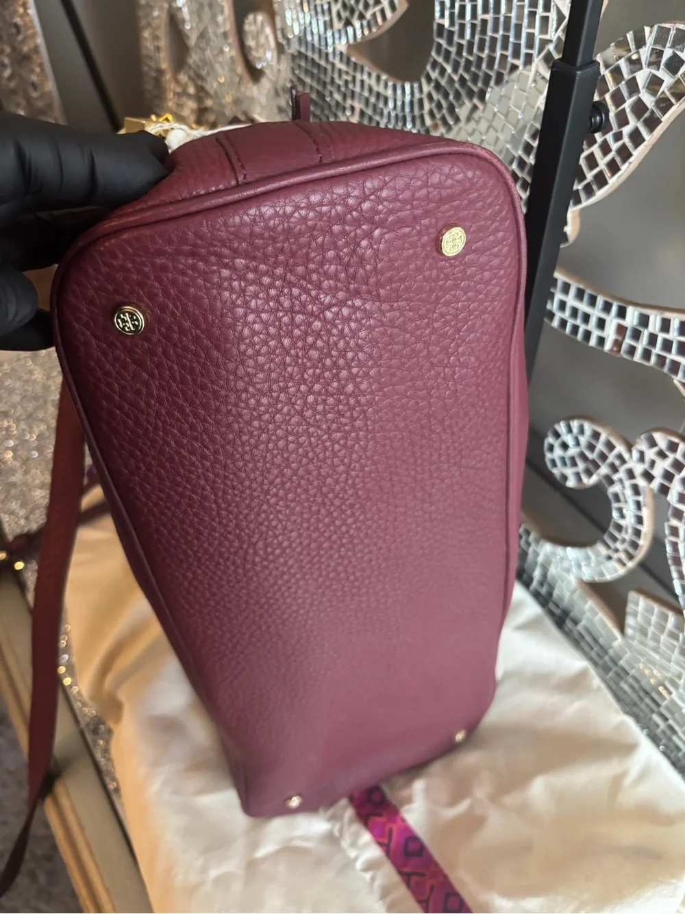 ⭐️Tory Burch Pebbled Robinson Open Dome Satchel NWT‎